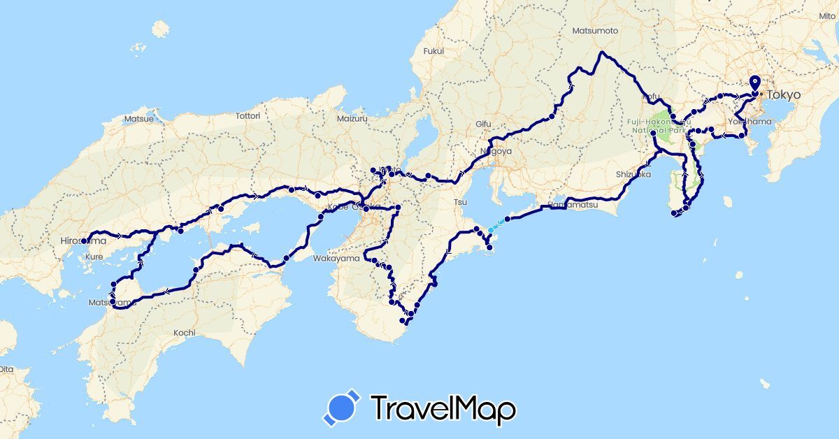 TravelMap itinerary: driving, boat in Japan (Asia)